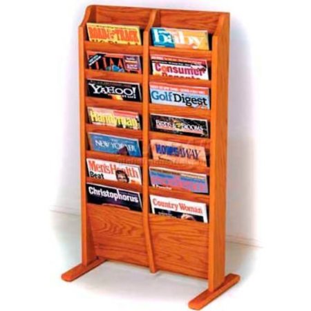 WOODEN MALLET Wooden Mallet Cascade„¢ Free-Standing 14 Pocket Magazine Rack, Medium Oak MR14-FSMO